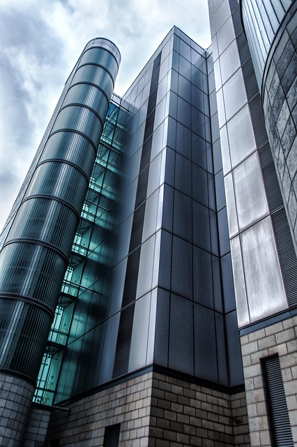 architecture, building, facade, glass, glass panels, high-rise, low angle shot, modern, steel, steel and concrete structure, tall, urban, windows